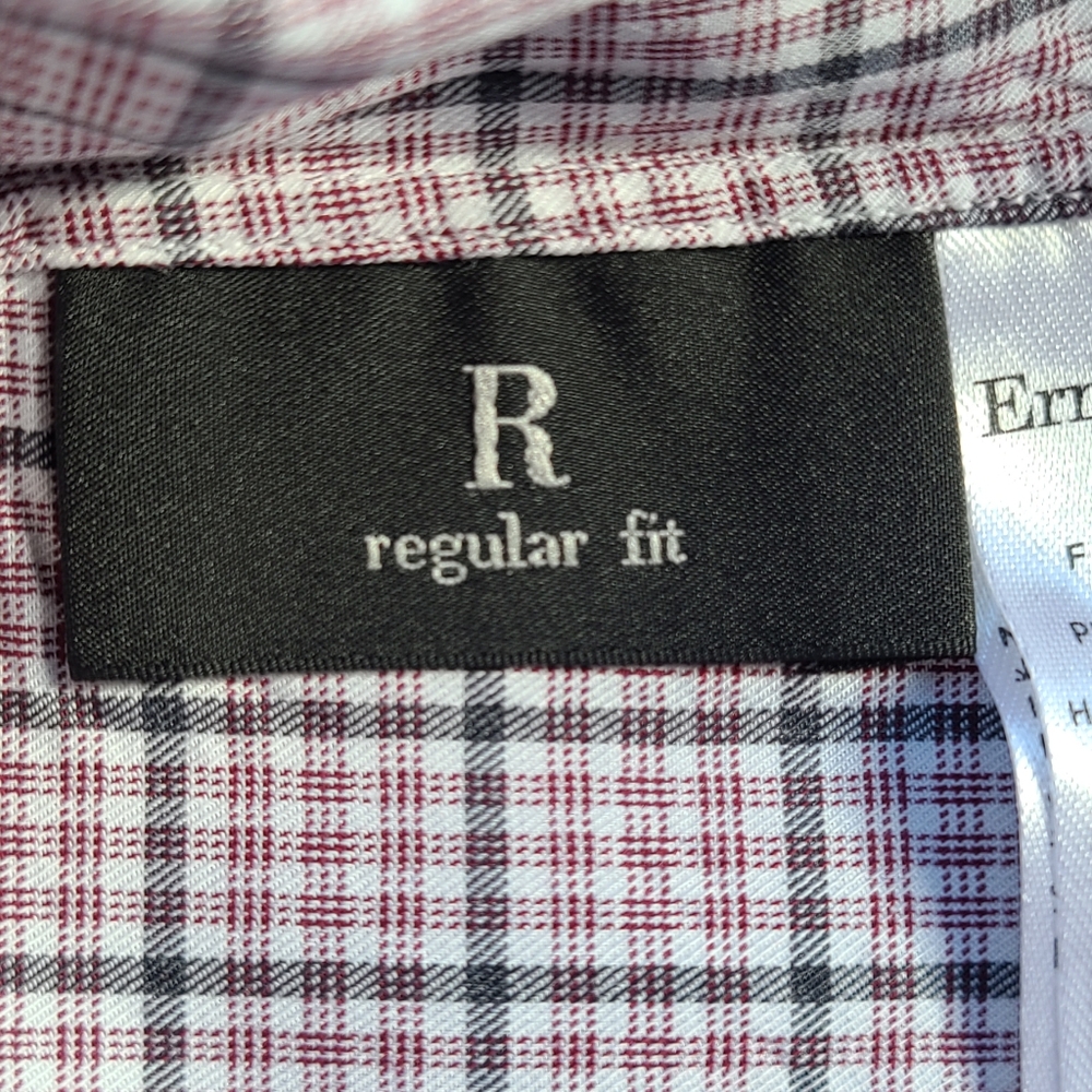 ERMENEGILDO ZEGNA 👕 Plaid Dress Shirt - 2XL, Red/Black/White - Picture 7 of 9